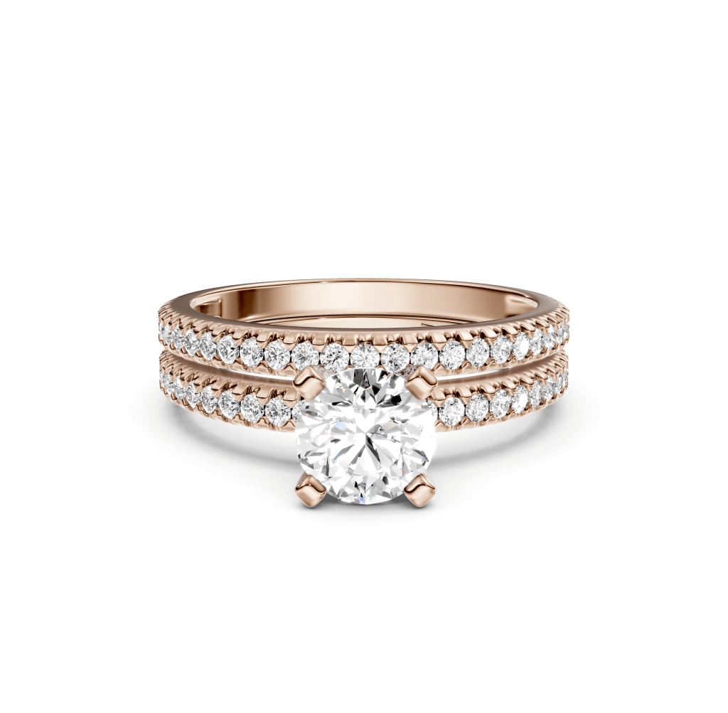 0.95 - 6.45 CT Round Cut Lab Grown Diamonds - Bridal Set - Primestyle.com