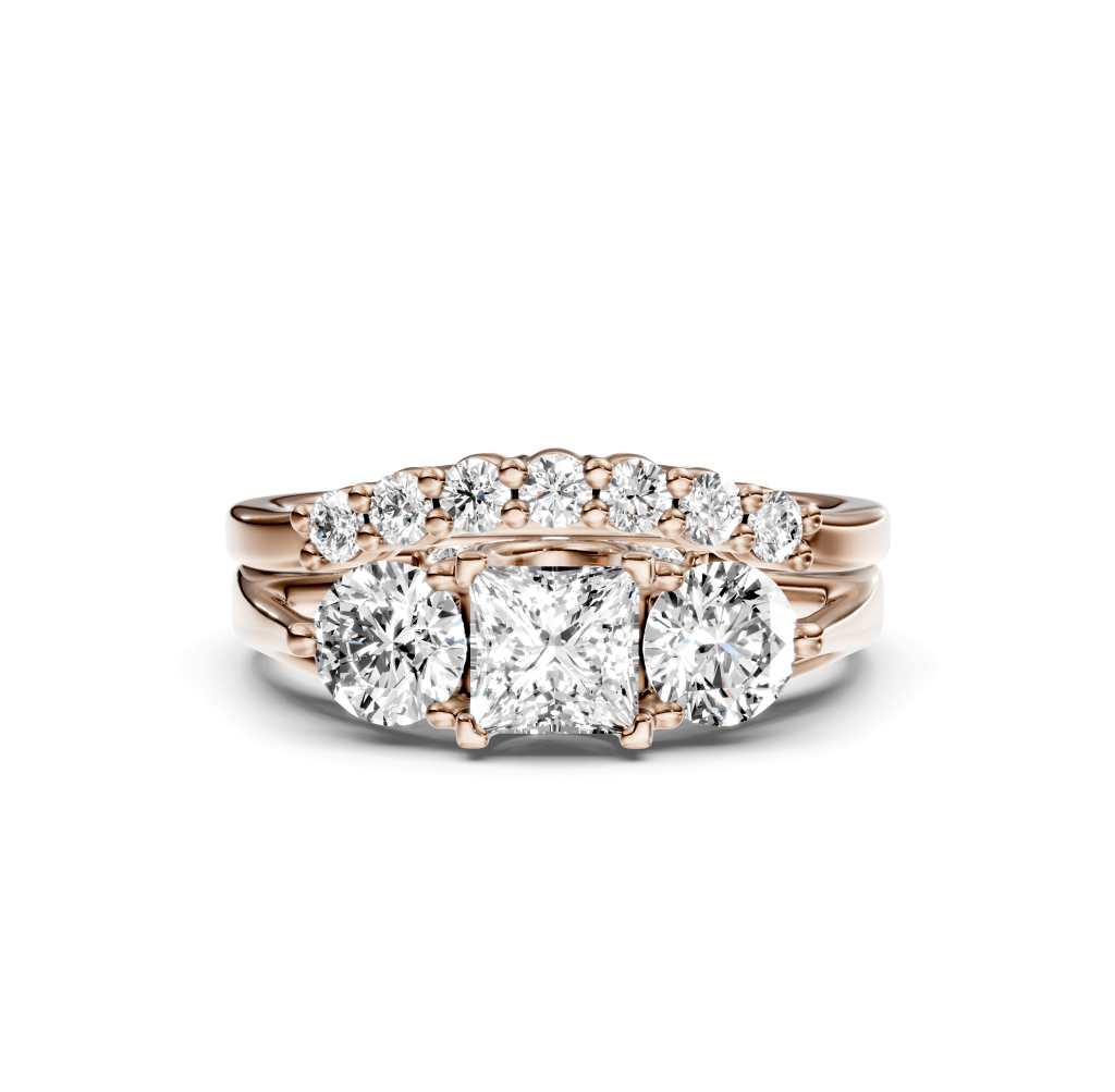 1.30-6.80 CT Princess &amp; Round Cut Lab Grown Diamonds - Bridal Set - Primestyle.com