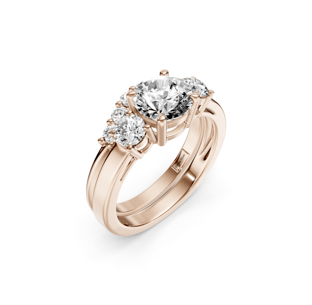 1.05-6.55 CT Round Cut Lab Grown Diamonds - Bridal Set