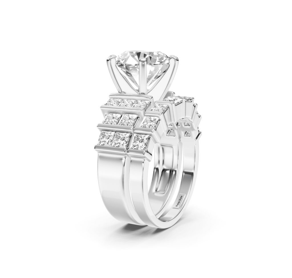 2.50-8.00 CT Princess & Round Cut Lab Grown Diamonds - Bridal Set