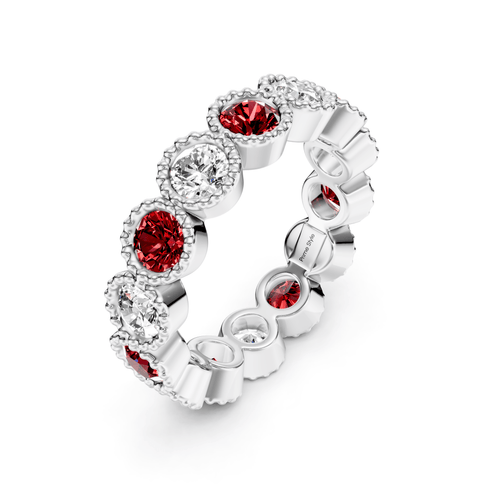 3.00 CT Round Cut Rubies and Diamonds - Eternity Rings - Primestyle.com