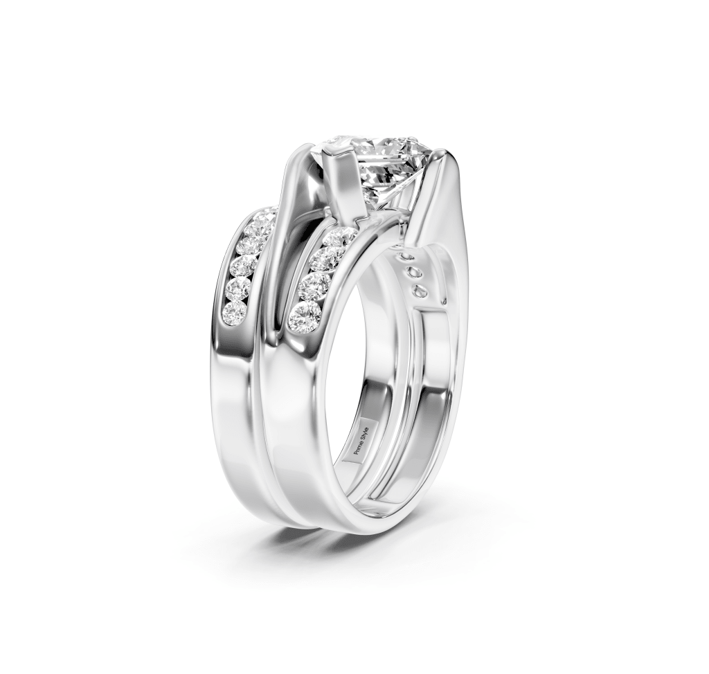 1.00 - 6.50 CT Princess &amp; Round Cut Lab Grown Diamonds - Bridal Set - Primestyle.com