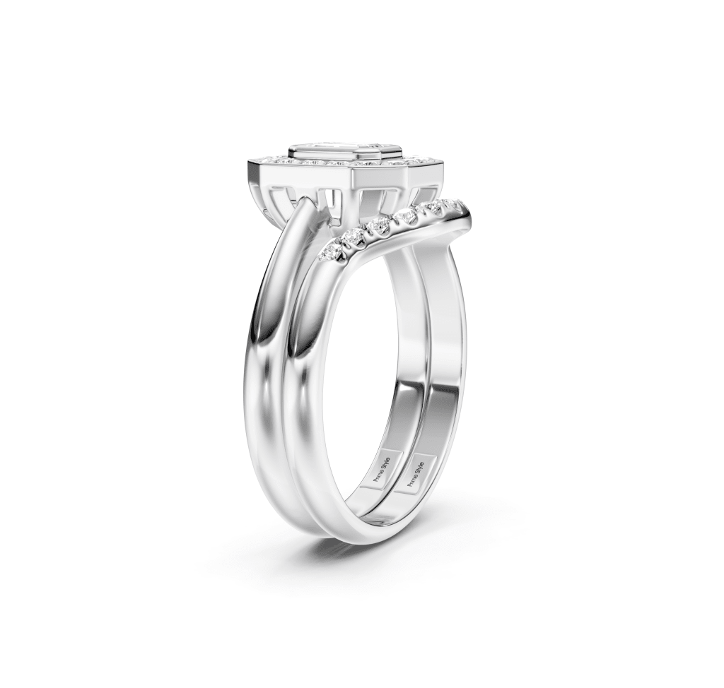1.00-6.50 CT Emerald &amp; Round Cut Lab Grown Diamonds - Bridal Set - Primestyle.com