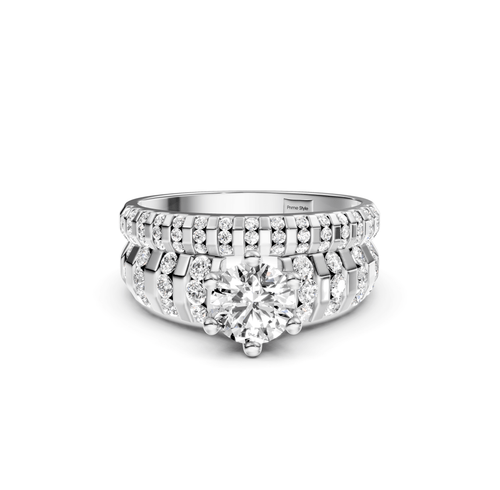 1.35-2.50 CT Round Cut Natural Diamonds - Bridal Set - Primestyle.com