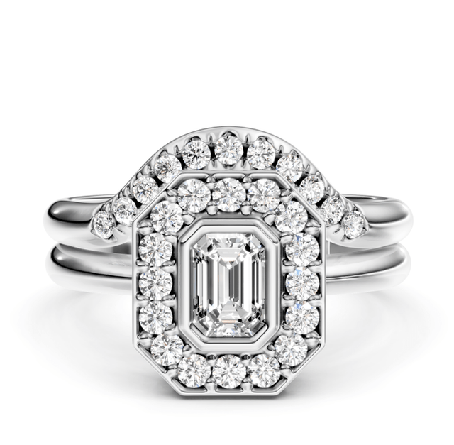 1.00-6.50 CT Emerald & Round Cut Lab Grown Diamonds - Bridal Set