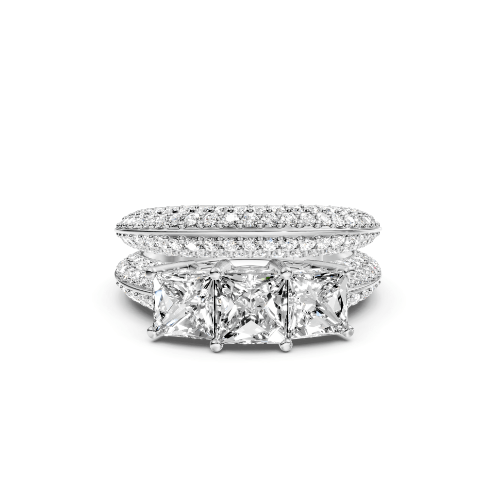 2.20-7.70 CT Princess & Round Cut Lab Grown Diamonds - Bridal Set