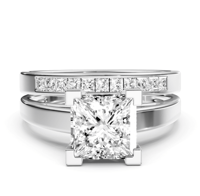 0.75-6.25 CT Princess Cut Lab Grown Diamonds - Bridal Set