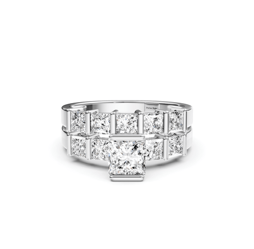 2.30 - 7.80 CT Princess Cut Lab Grown Diamonds - Bridal Set - Primestyle.com