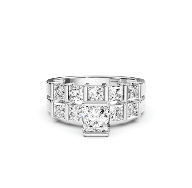 2.30-7.80 CT Princess Cut Lab Grown Diamonds - Bridal Set