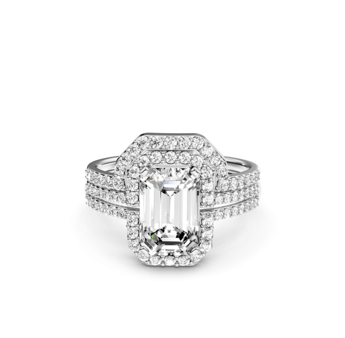 1.00 - 6.50 CT Emerald & Round Cut Diamonds - Bridal Set - Primestyle.com