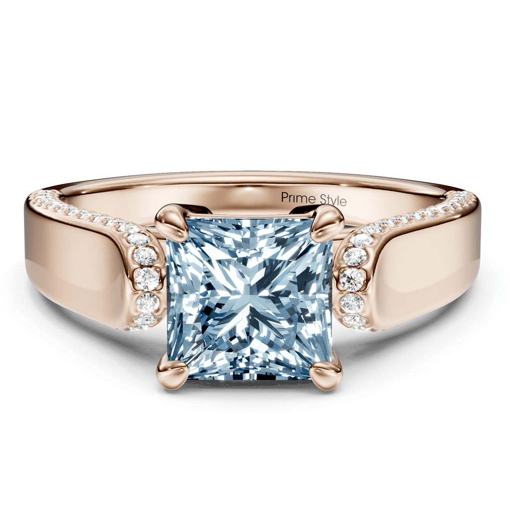 1.65 - 4.65 CT Round Cut Fancy Blue Diamonds - Engagement Ring - Primestyle.com