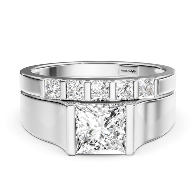 0.90-6.40 CT Princess Cut Lab Grown Diamonds - Bridal Set