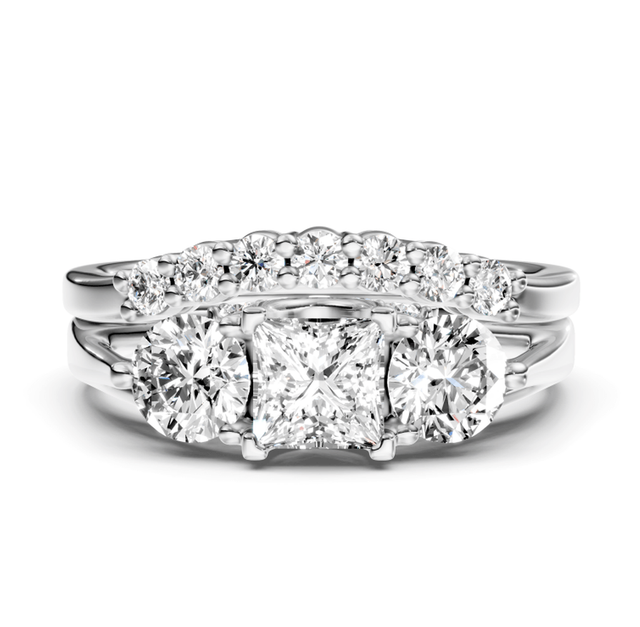 1.30-6.80 CT Princess & Round Cut Lab Grown Diamonds - Bridal Set