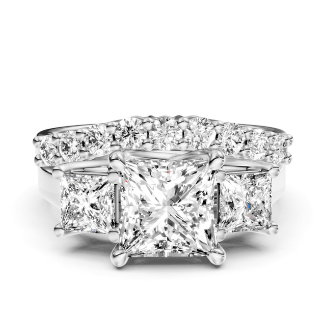 2.00-7.50 CT Princess & Round Cut Lab Grown Diamonds - Bridal Set