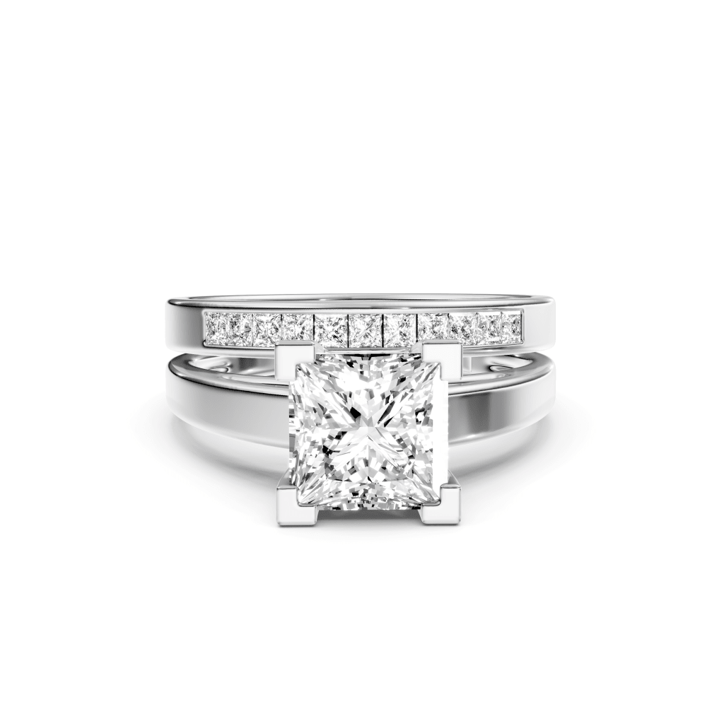 0.75 - 6.25 CT Princess Cut Lab Grown Diamonds - Bridal Set - Primestyle.com