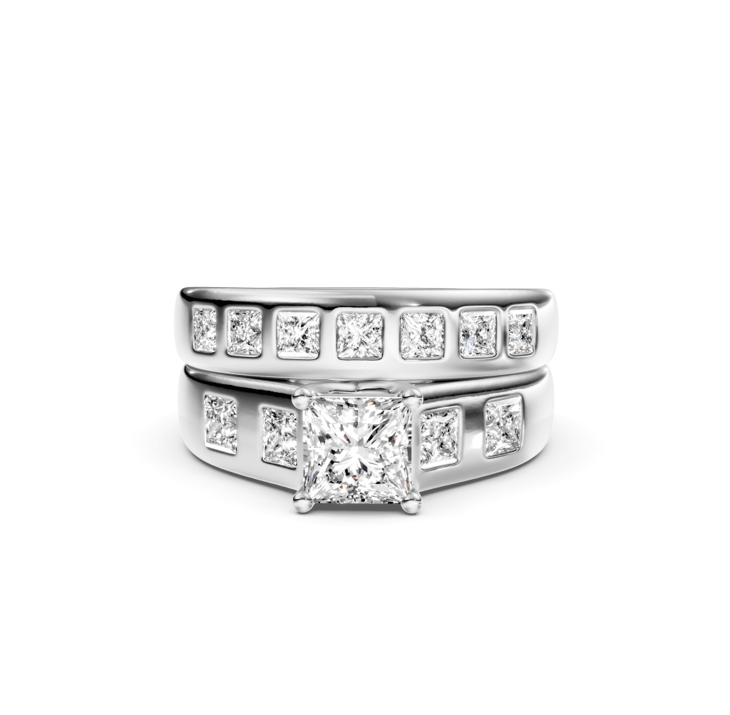 1.65 - 7.15 CT Princess Cut Lab Grown Diamonds - Bridal Set - Primestyle.com