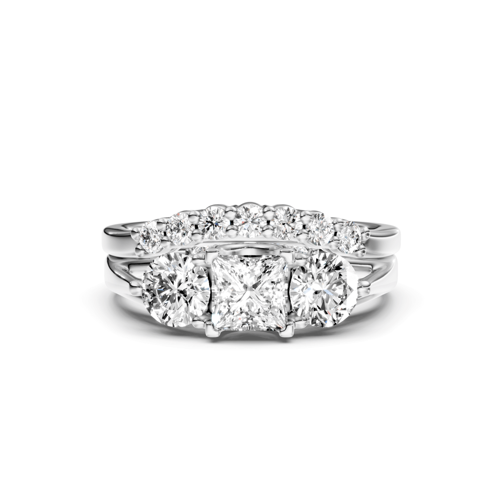 1.30-6.80 CT Princess & Round Cut Lab Grown Diamonds - Bridal Set