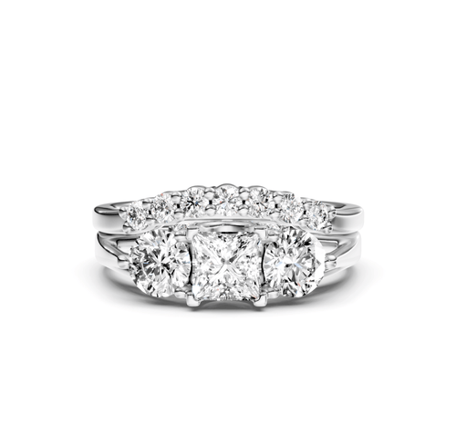 1.30-6.80 CT Princess & Round Cut Lab Grown Diamonds - Bridal Set - Primestyle.com