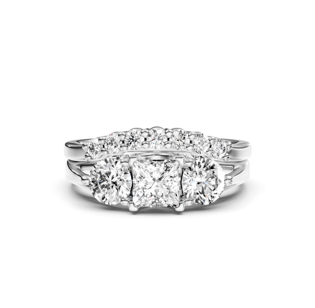 1.30-6.80 CT Princess & Round Cut Lab Grown Diamonds - Bridal Set