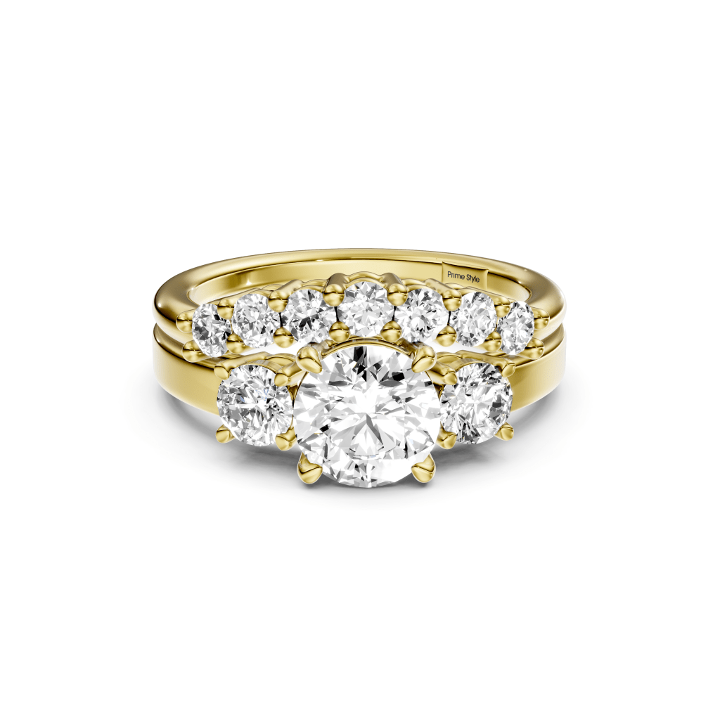 1.30-6.80 CT Round Cut Lab Grown Diamonds - Bridal Set - Primestyle.com