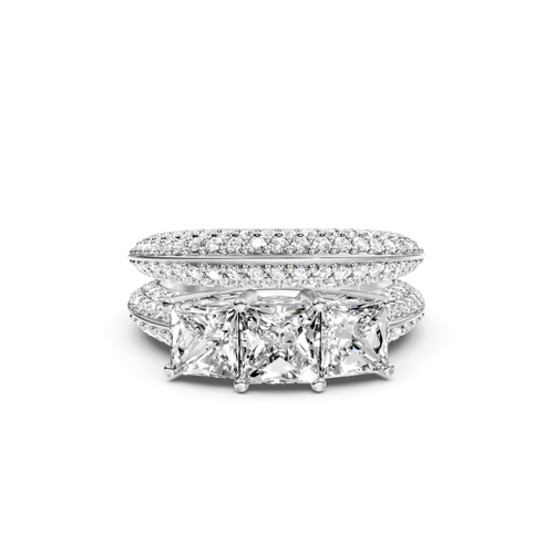 2.05-3.20 CT Princess & Round Cut Natural Diamonds - Bridal Set - Primestyle.com