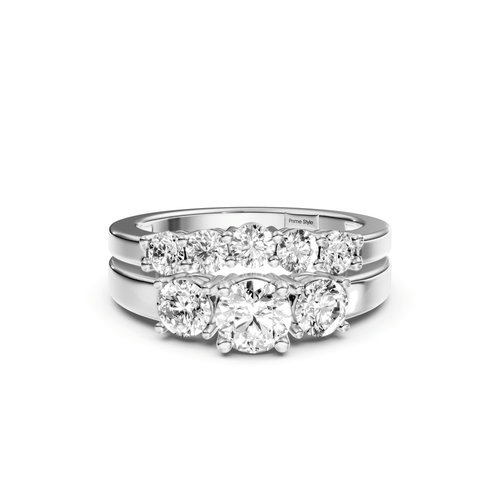 1.30-2.45 CT Emerald & Round Cut Natural Diamonds - Bridal Set - Primestyle.com