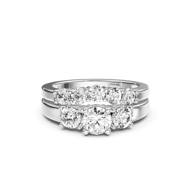 1.30-2.45 CT Emerald & Round Cut Natural Diamonds - Bridal Set