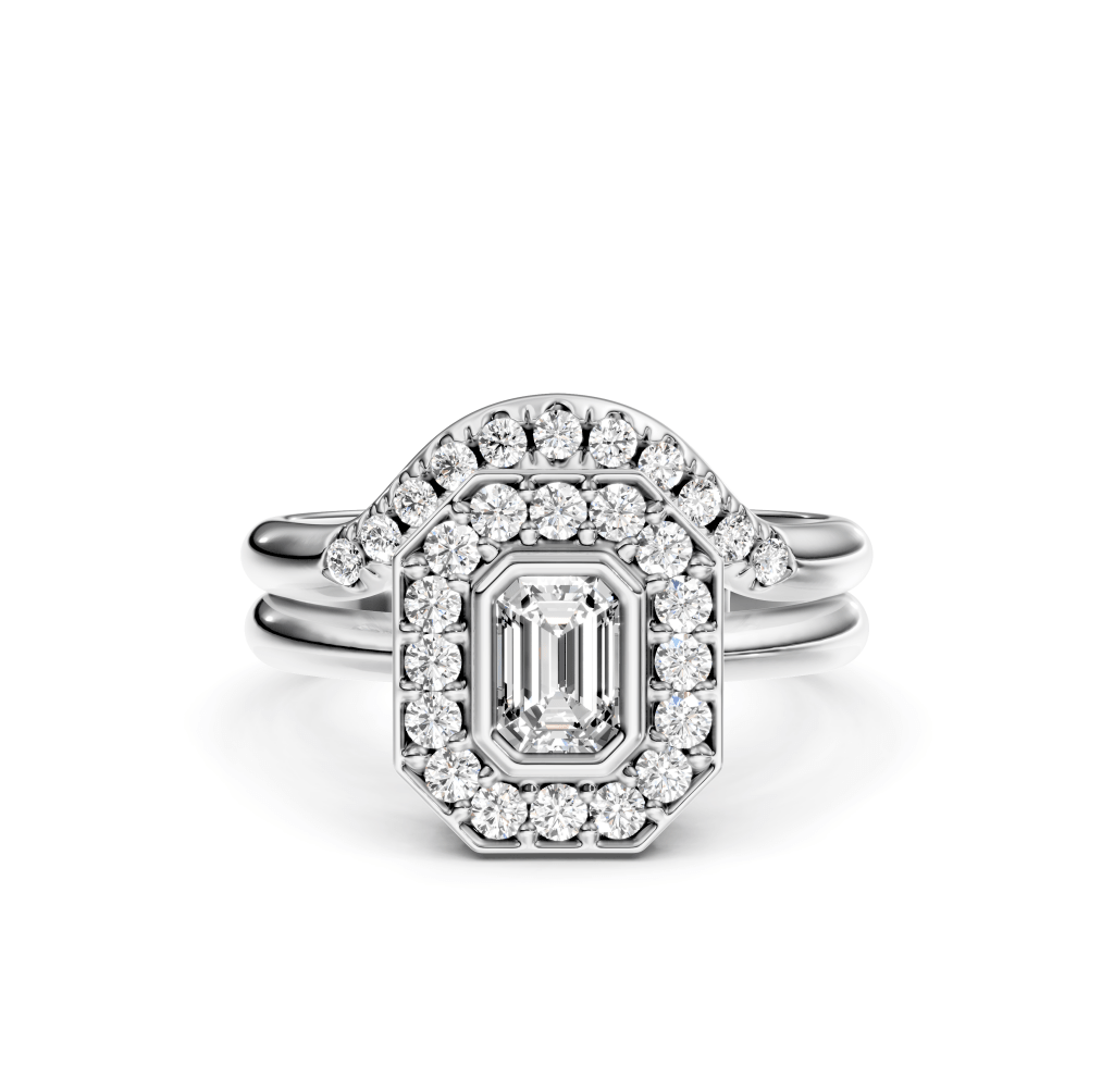 1.00-6.50 CT Emerald &amp; Round Cut Lab Grown Diamonds - Bridal Set - Primestyle.com