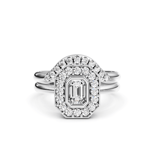1.00-6.50 CT Emerald & Round Cut Lab Grown Diamonds - Bridal Set
