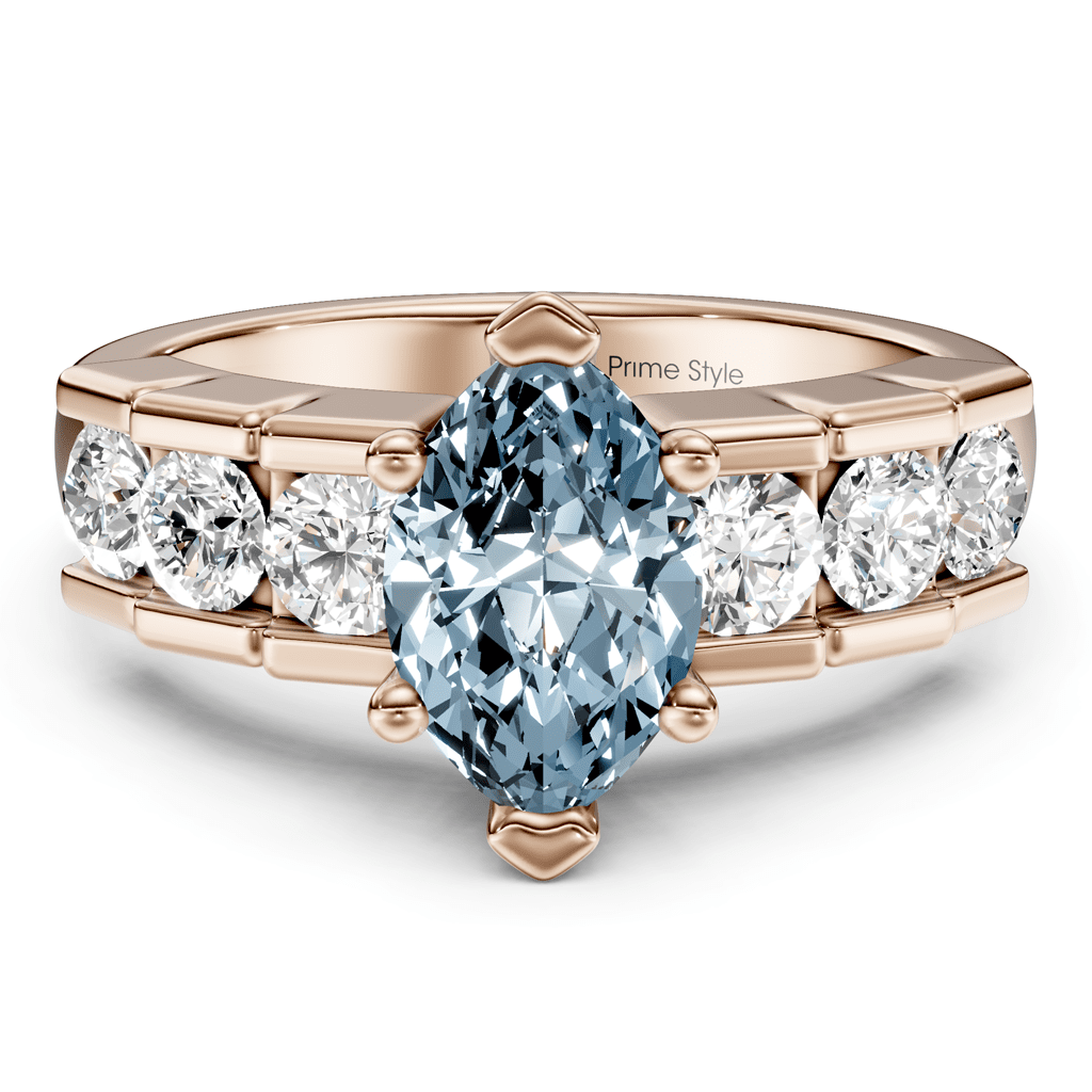 1.85 - 4.85 CT Marquise &amp; Round Cut Fancy Blue Diamonds - Engagement Ring - Primestyle.com