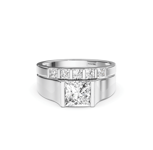 0.90-6.40 CT Princess Cut Lab Grown Diamonds - Bridal Set