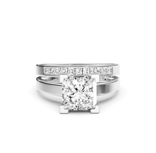 0.60 - 1.75 CT Princess Cut Natural Diamonds - Bridal Set - Primestyle.com