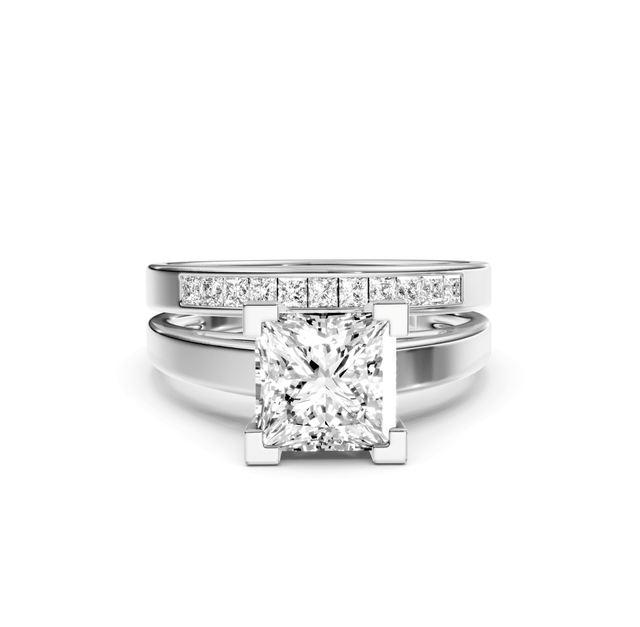 0.60-1.75 CT Princess Cut Natural Diamonds - Bridal Set