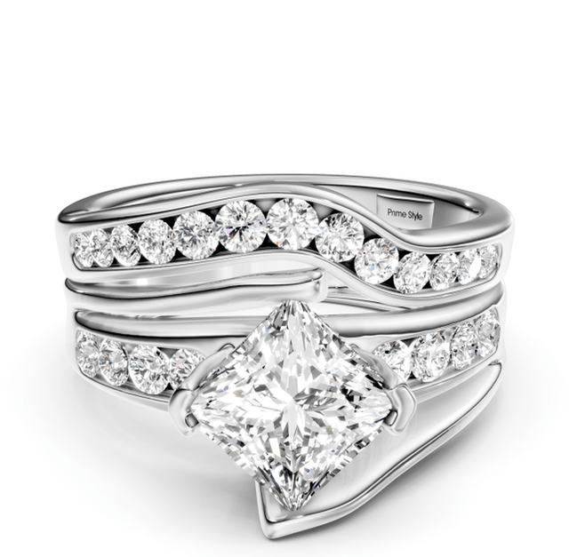 1.00-6.50 CT Princess & Round Cut Lab Grown Diamonds - Bridal Set