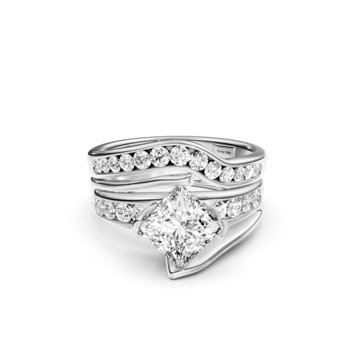 1.00 - 6.50 CT Princess & Round Cut Lab Grown Diamonds - Bridal Set - Primestyle.com