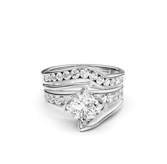 1.00-6.50 CT Princess & Round Cut Lab Grown Diamonds - Bridal Set