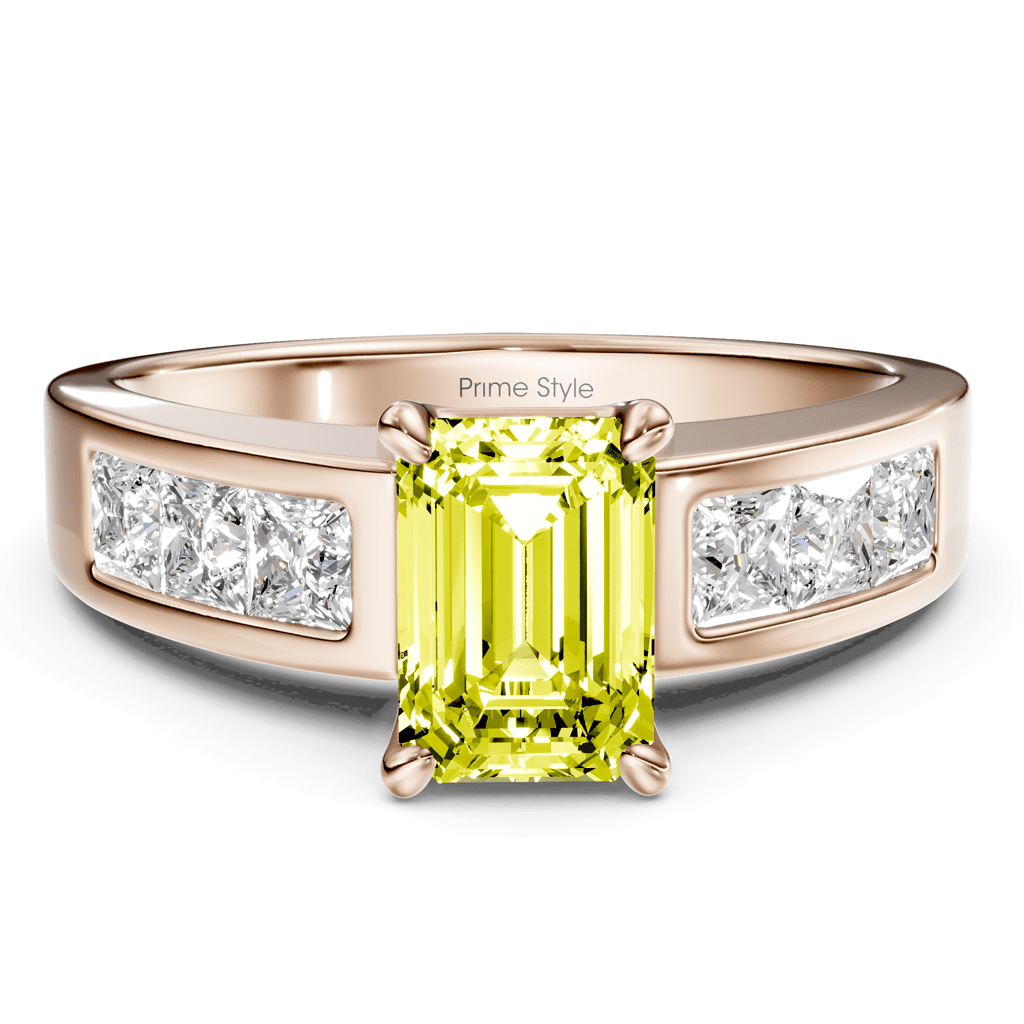 1.80-4.80 CT Emerald & Princess Cut Fancy Yellow Diamonds - Engagement Ring