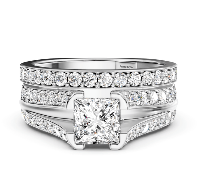 2.00-7.50 CT Princess & Round Cut Lab Grown Diamonds - Bridal Set