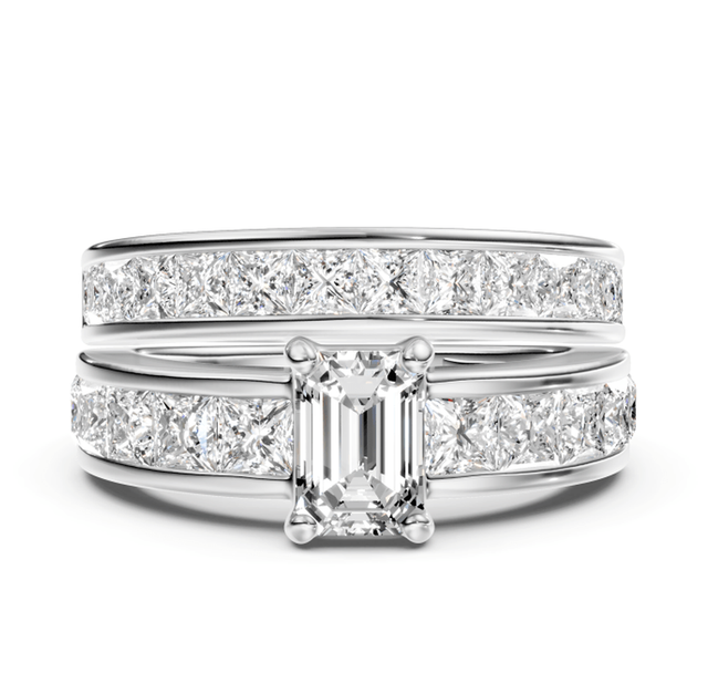 3.00-8.50 CT Emerald & Princess Cut Lab Grown Diamonds - Bridal Set