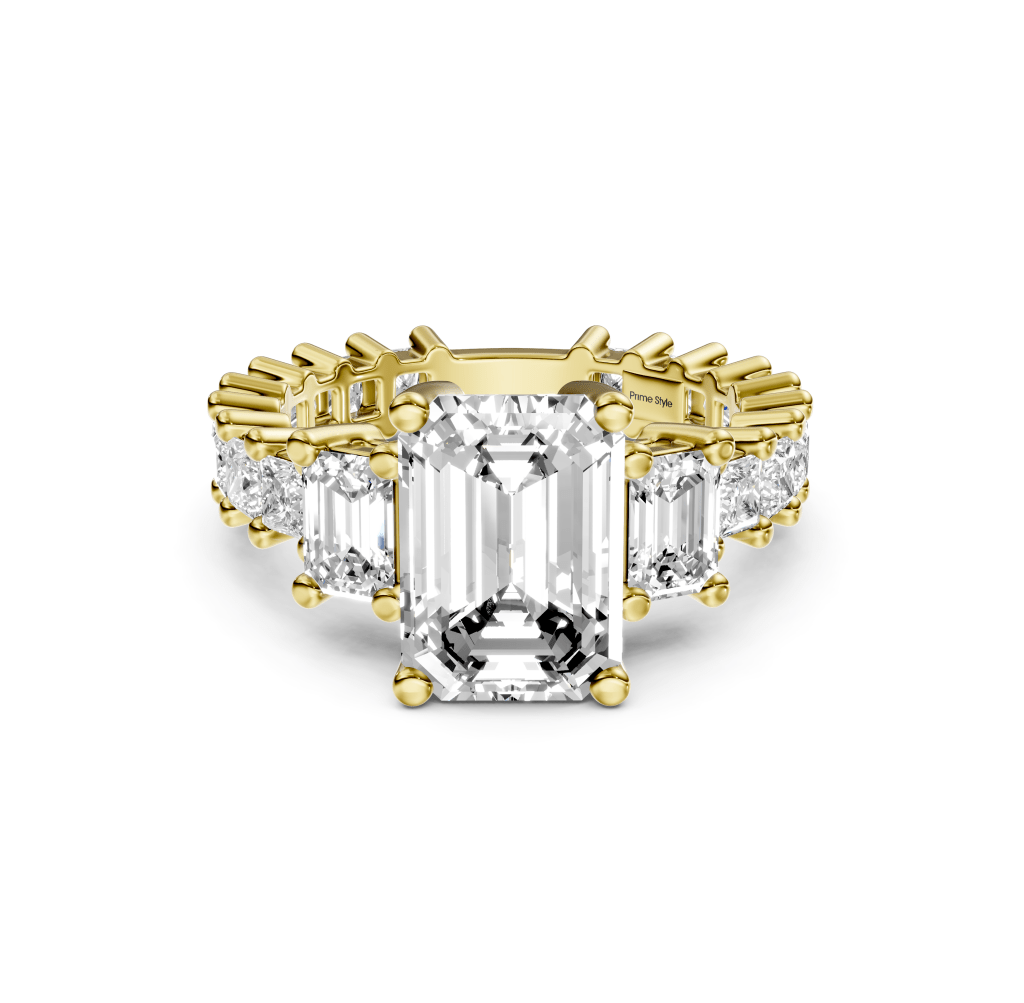 3.20 - 8.70 CT Emerald &amp; Princess Cut Diamonds - Engagement Ring - Primestyle.com