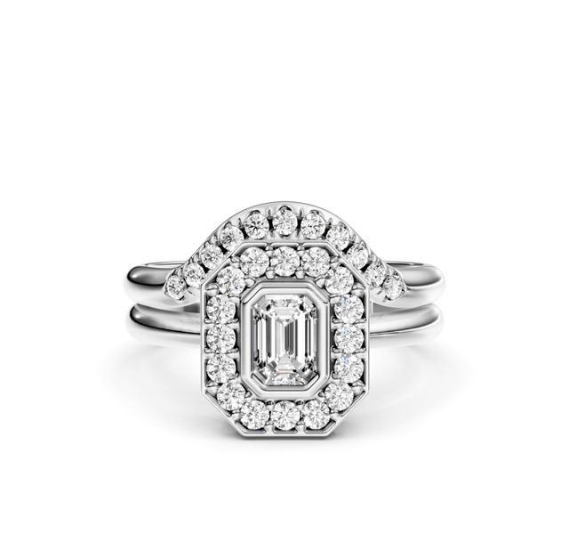 0.85-2.00 CT Emerald & Round Cut Natural Diamonds - Bridal Set