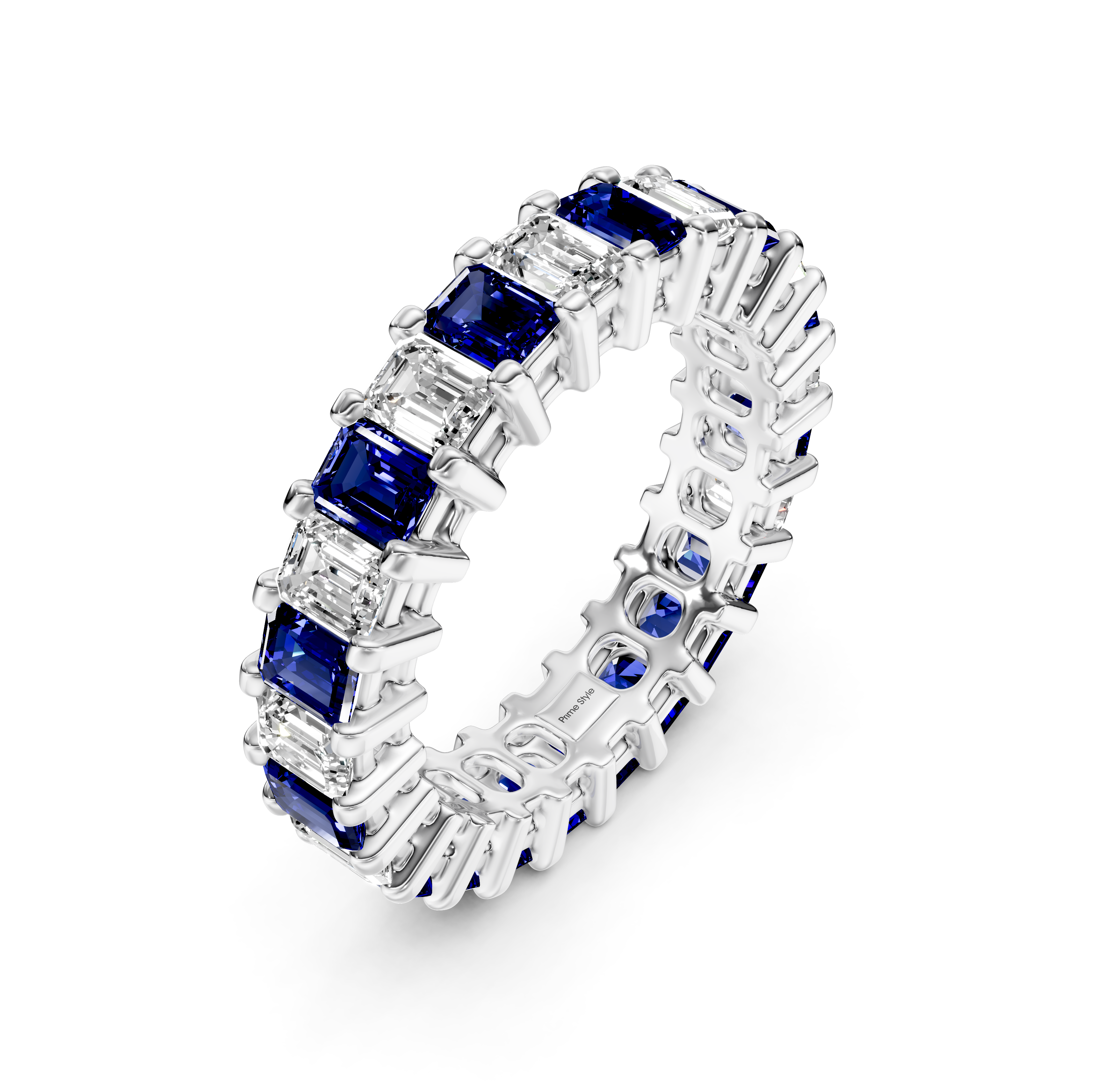 4.00-6.00 CT Blue Sapphire Cut Blue Sapphires and Diamonds - Eternity Rings