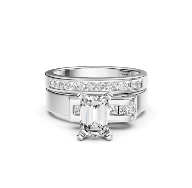 0.95-6.45 CT Emerald & Princess Cut Lab Grown Diamonds - Bridal Set