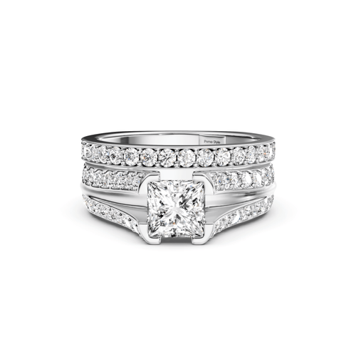 2.00-7.50 CT Princess & Round Cut Lab Grown Diamonds - Bridal Set - Primestyle.com