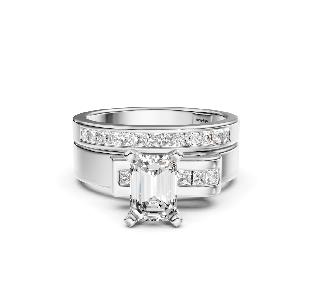 0.80-1.95 CT Emerald & Princess Cut Natural Diamonds - Bridal Set