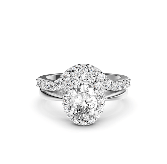1.10-2.25 CT Oval & Round Cut Natural Diamonds - Bridal Set