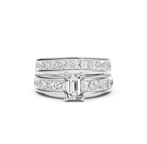 3.00-8.50 CT Emerald & Princess Cut Lab Grown Diamonds - Bridal Set - Primestyle.com