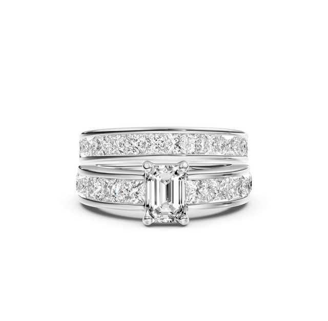 3.00-8.50 CT Emerald & Princess Cut Lab Grown Diamonds - Bridal Set