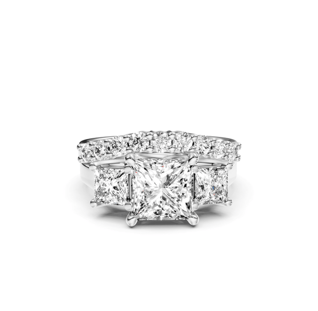 1.85-3.00 CT Princess & Round Cut Natural Diamonds - Bridal Set