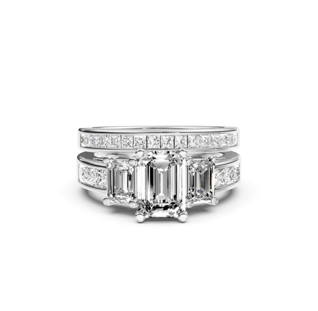 2.10-7.60 CT Emerald & Princess Cut Lab Grown Diamonds - Bridal Set